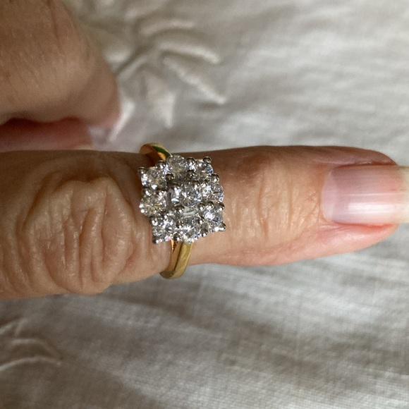 NWOT ZALKARI Premium Silver gold plated sz.6 ring w/rhinestones in a square. $30 - Picture 4 of 6